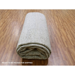 14'x18' Rhino Gray, Tone on Tone, Hand Knotted, Modern Grass Design, Undyed Organic Wool, Oversized Oriental Rug FWR477060