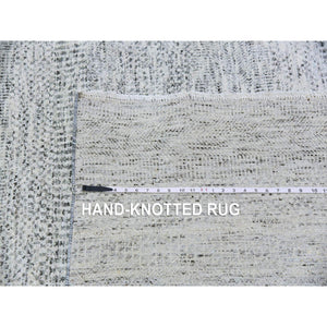14'x18' Rhino Gray, Tone on Tone, Hand Knotted, Modern Grass Design, Undyed Organic Wool, Oversized Oriental Rug FWR477060
