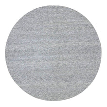 Load image into Gallery viewer, 9&#39;5&quot;x9&#39;6&quot; Goose Gray, Tone on Tone, Undyed 100% Wool, Hand Knotted Modern Grass Design, Round Oriental Rug FWR477066