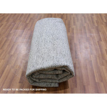Load image into Gallery viewer, 9&#39;5&quot;x9&#39;6&quot; Goose Gray, Tone on Tone, Undyed 100% Wool, Hand Knotted Modern Grass Design, Round Oriental Rug FWR477066