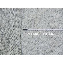 Load image into Gallery viewer, 9&#39;5&quot;x9&#39;6&quot; Goose Gray, Tone on Tone, Undyed 100% Wool, Hand Knotted Modern Grass Design, Round Oriental Rug FWR477066