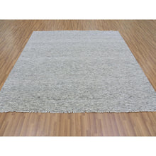 Load image into Gallery viewer, 8&#39;x8&#39; Silver Gray, Natural Undyed Wool, Modern Grass Design, Hand Knotted, Tone on Tone, Square Oriental Rug FWR477072