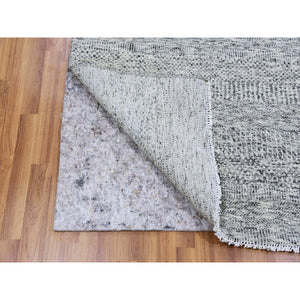 6'x6' Cloud Gray, Natural Undyed Wool, Modern Grass Design, Hand Knotted, Tone on Tone, Square Oriental Rug FWR477108