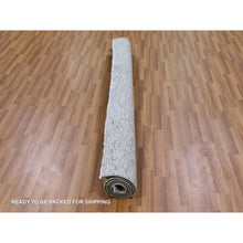 Load image into Gallery viewer, 6&#39;x6&#39; Cloud Gray, Natural Undyed Wool, Modern Grass Design, Hand Knotted, Tone on Tone, Square Oriental Rug FWR477108