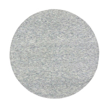 Load image into Gallery viewer, 6&#39;x6&#39; Silver Chalice Gray, Modern Grass Design, Tone on Tone, Undyed 100% Wool, Hand Knotted, Round Oriental Rug FWR477114