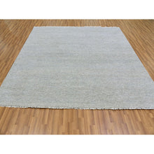 Load image into Gallery viewer, 8&#39;1&quot;x8&#39;2&quot; Heather Gray, Modern Grass Design, Tone on Tone, Undyed 100% Wool, Hand Knotted, Square Oriental Rug FWR477234