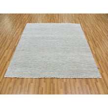 Load image into Gallery viewer, 6&#39;x6&#39; Dark Gray, Hand Knotted, Tone on Tone, Modern Grass Design, Natural Undyed Wool, Square Oriental Rug FWR477258