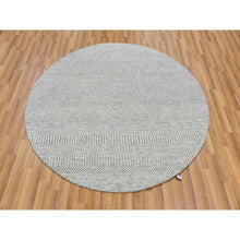 Load image into Gallery viewer, 5&#39;x5&#39; Rustic Gray, Tone on Tone, Hand Knotted, Pure Undyed Wool, Round Grass Design Oriental Rug FWR477264