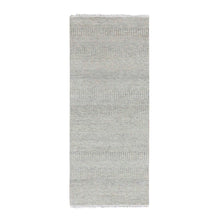 Load image into Gallery viewer, 2&#39;7&quot;x6&#39;3&quot; Goose Gray, Undyed Organic Wool Grass Design, Tone on Tone, Hand Knotted Runner Oriental Rug FWR477288