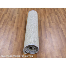 Load image into Gallery viewer, 2&#39;7&quot;x6&#39;3&quot; Goose Gray, Undyed Organic Wool Grass Design, Tone on Tone, Hand Knotted Runner Oriental Rug FWR477288