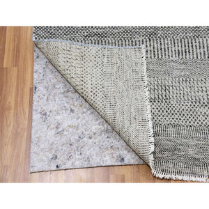 8'x10' Pastel Gray, Natural Undyed Wool, Modern Grass Design, Hand Knotted, Tone on Tone, Oriental Rug FWR477348