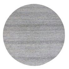 Load image into Gallery viewer, 8&#39;x8&#39; Bright Gray, Hand Knotted, Tone on Tone, Grass Design, Round Pure Undyed Wool Oriental Rug FWR477384