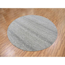 Load image into Gallery viewer, 8&#39;x8&#39; Bright Gray, Hand Knotted, Tone on Tone, Grass Design, Round Pure Undyed Wool Oriental Rug FWR477384