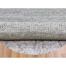 Load image into Gallery viewer, 8&#39;x8&#39; Bright Gray, Hand Knotted, Tone on Tone, Grass Design, Round Pure Undyed Wool Oriental Rug FWR477384