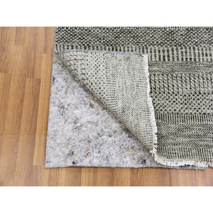 2'7"x4'1" Rustic Gray, Modern Tone on Tone Grass Design, Hand Knotted, Undyed Organic Wool, Oriental Rug FWR477468