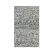 Load image into Gallery viewer, 2&#39;5&quot;x4&#39;1&quot; Ice Gray, Modern Grass Design, Tone on Tone, Undyed 100% Wool, Hand Knotted, Oriental Rug FWR477480