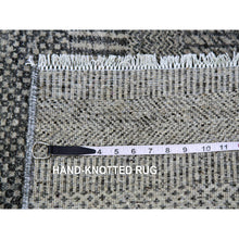 Load image into Gallery viewer, 2&#39;5&quot;x15&#39;10&quot; Rustic Gray, Modern Tone on Tone Grass Design, Hand Knotted, Undyed Organic Wool, XL Runner Oriental Rug FWR477498