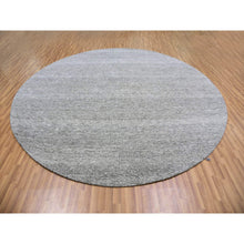 Load image into Gallery viewer, 11&#39;x11&#39; Storm Gray, Tone on Tone, Modern Grass Design, Organic Undyed Wool, Hand Knotted, Round Oriental Rug FWR477504