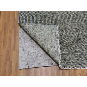 12'x12'2" Neutral Gray, Hand Knotted, Modern Grass Design, Natural Undyed Wool, Square Oriental Rug FWR477522