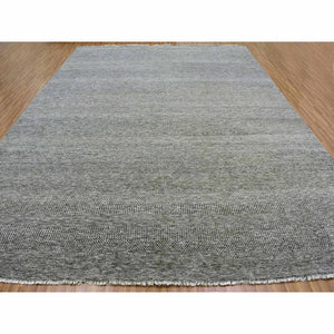 14'1"x18'2" Spanish Gray, Tone on Tone, Pure Undyed Wool, Modern Grass Design, Hand Knotted, Oversized Oriental Rug FWR477528