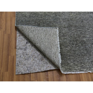 14'1"x18'2" Spanish Gray, Tone on Tone, Pure Undyed Wool, Modern Grass Design, Hand Knotted, Oversized Oriental Rug FWR477528