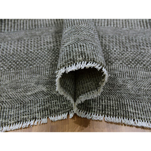 14'1"x18'2" Spanish Gray, Tone on Tone, Pure Undyed Wool, Modern Grass Design, Hand Knotted, Oversized Oriental Rug FWR477528
