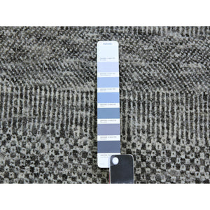 14'1"x18'2" Spanish Gray, Tone on Tone, Pure Undyed Wool, Modern Grass Design, Hand Knotted, Oversized Oriental Rug FWR477528