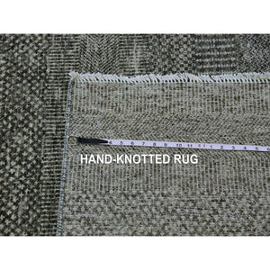 14'1"x18'2" Spanish Gray, Tone on Tone, Pure Undyed Wool, Modern Grass Design, Hand Knotted, Oversized Oriental Rug FWR477528