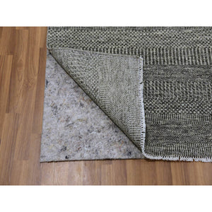 8'1"x8'2" Harbor Gray, Organic Undyed Wool, Modern Grass Design, Tone on Tone, Square Hand Knotted Oriental Rug FWR477534