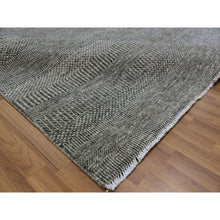 Load image into Gallery viewer, 8&#39;1&quot;x8&#39;2&quot; Harbor Gray, Organic Undyed Wool, Modern Grass Design, Tone on Tone, Square Hand Knotted Oriental Rug FWR477534