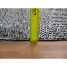 Load image into Gallery viewer, 8&#39;1&quot;x10&#39;2&quot; Glossy Gray, Modern Grass Design, Tone on Tone, Organic Undyed Wool, Hand Knotted, Oriental Rug FWR477540