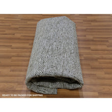 Load image into Gallery viewer, 8&#39;x8&#39; Solid Gray, Hand Knotted, Undyed 100% Wool, Modern Grass Design, Round Oriental Rug FWR477552