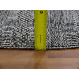 8'x8' Solid Gray, Hand Knotted, Undyed 100% Wool, Modern Grass Design, Round Oriental Rug FWR477552