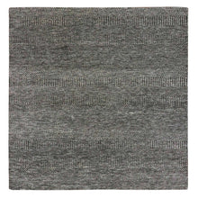 Load image into Gallery viewer, 6&#39;x6&#39;1&quot; Steel Gray, Undyed Pure Wool, Modern Grass Design, Hand Knotted, Tone on Tone, Square Oriental Rug FWR477564