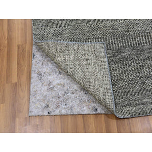 6'x6'1" Steel Gray, Undyed Pure Wool, Modern Grass Design, Hand Knotted, Tone on Tone, Square Oriental Rug FWR477564