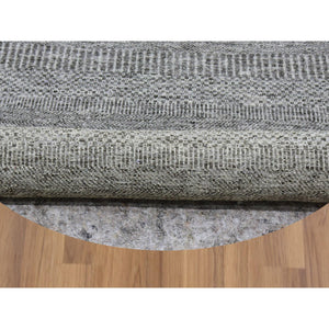 5'x5' Gentle Gray, Tone on Tone, Modern Grass Design, Organic Undyed Wool, Hand Knotted, Round Oriental Rug FWR477570