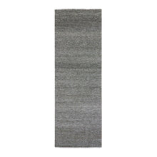 Load image into Gallery viewer, 4&#39;1&quot;x12&#39;1&quot; Battleship Gray, Modern Grass Design, Tone on Tone, Undyed 100% Wool, Hand Knotted, Wide Runner Oriental Rug FWR477576