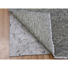 Load image into Gallery viewer, 4&#39;1&quot;x12&#39;1&quot; Battleship Gray, Modern Grass Design, Tone on Tone, Undyed 100% Wool, Hand Knotted, Wide Runner Oriental Rug FWR477576