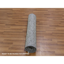 Load image into Gallery viewer, 2&#39;8&quot;x6&#39;2&quot; Dolphin with Cloud Gray, Hand Knotted, Modern Grass Design, Tone on Tone, Natural Undyed Wool, Runner Oriental Rug FWR477618