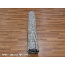 Load image into Gallery viewer, 3&#39;1&quot;x5&#39; Pebble and Gainsboro Gray, Modern Grass Design, Tone on Tone, Undyed 100% Wool, Hand Knotted, Oriental Rug FWR477624