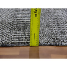 Load image into Gallery viewer, 3&#39;x5&#39; Graphite and Rustic Gray, Pure Undyed Wool, Tone on Tone, Modern Grass Design, Hand Knotted, Oriental Rug FWR477630