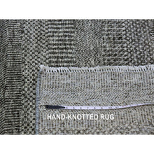 Load image into Gallery viewer, 3&#39;x5&#39; Graphite and Rustic Gray, Pure Undyed Wool, Tone on Tone, Modern Grass Design, Hand Knotted, Oriental Rug FWR477630