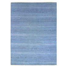 Load image into Gallery viewer, 9&#39;1&quot;x12&#39;3&quot; Yonder Blue, Modern Grass Design Dense Weave, Tone on Tone Soft Pile, Dyed, Wool and Silk Hand Knotted, Oriental Rug FWR477648