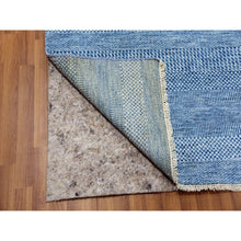 Load image into Gallery viewer, 9&#39;1&quot;x12&#39;3&quot; Yonder Blue, Modern Grass Design Dense Weave, Tone on Tone Soft Pile, Dyed, Wool and Silk Hand Knotted, Oriental Rug FWR477648