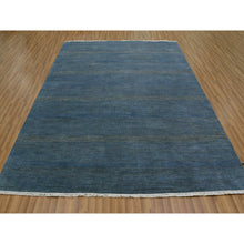 Load image into Gallery viewer, 8&#39;x10&#39; Prussian Blue, Modern Grass Design, Tone on Tone, Soft Dyed Wool, Hand Knotted, Oriental Rug FWR477654