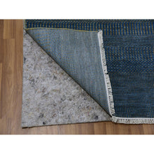 Load image into Gallery viewer, 8&#39;x10&#39; Prussian Blue, Modern Grass Design, Tone on Tone, Soft Dyed Wool, Hand Knotted, Oriental Rug FWR477654