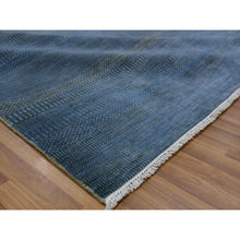 Load image into Gallery viewer, 8&#39;x10&#39; Prussian Blue, Modern Grass Design, Tone on Tone, Soft Dyed Wool, Hand Knotted, Oriental Rug FWR477654