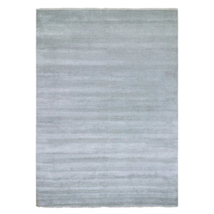 10'x14'2" Oxford Gray, Extra Soft Dyed Wool, Hand Knotted Grass Design, Tone on Tone, Oriental Rug FWR477660