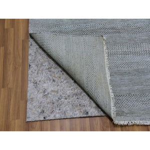 10'x14'2" Oxford Gray, Extra Soft Dyed Wool, Hand Knotted Grass Design, Tone on Tone, Oriental Rug FWR477660