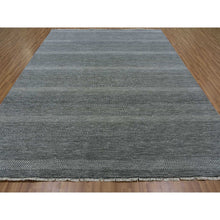 Load image into Gallery viewer, 9&#39;x12&#39; Dim Gray, Tone on Tone, Hand Knotted, Modern Grass Design, Natural Undyed Wool, Oriental Rug FWR477666